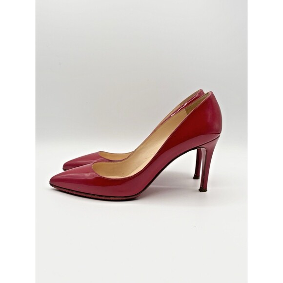 Christian Louboutin Red Patent Leather Pigalle 85 Pointed Toe Heels Sz EU 36.5 - Picture 3 of 15